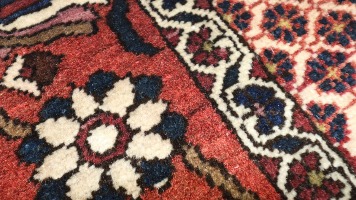 Persisk tæppe - Nomadisk - 204 x 142 cm - mørkerød