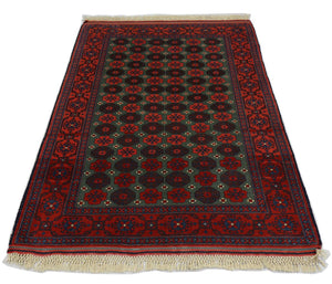 Afghansk tæppe - 170 x 130 cm - mørkerød