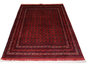Afghansk tæppe - 195 x 151 cm - mørkerød