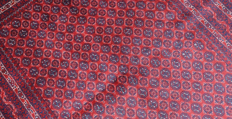 Afghansk tæppe - 195 x 151 cm - mørkerød