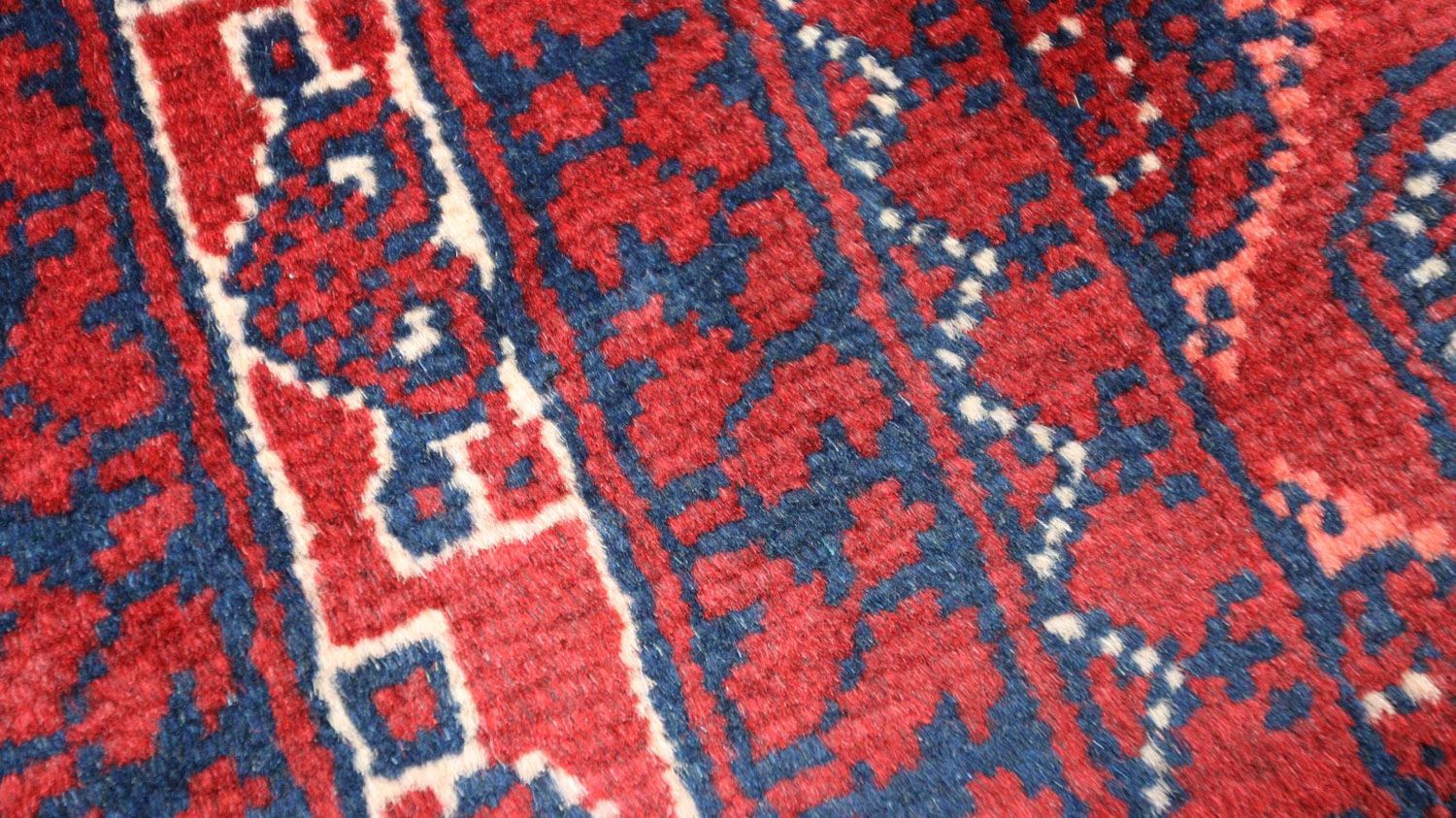 Afghansk tæppe - 195 x 151 cm - mørkerød