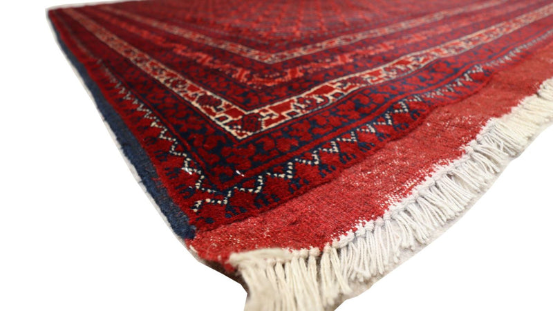 Afghansk tæppe - 195 x 151 cm - mørkerød