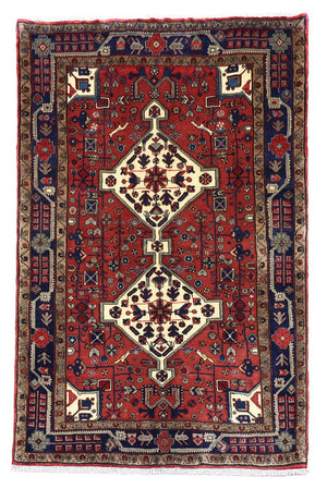 Persisk tæppe - Nomadisk - 212 x 151 cm - mørkerød