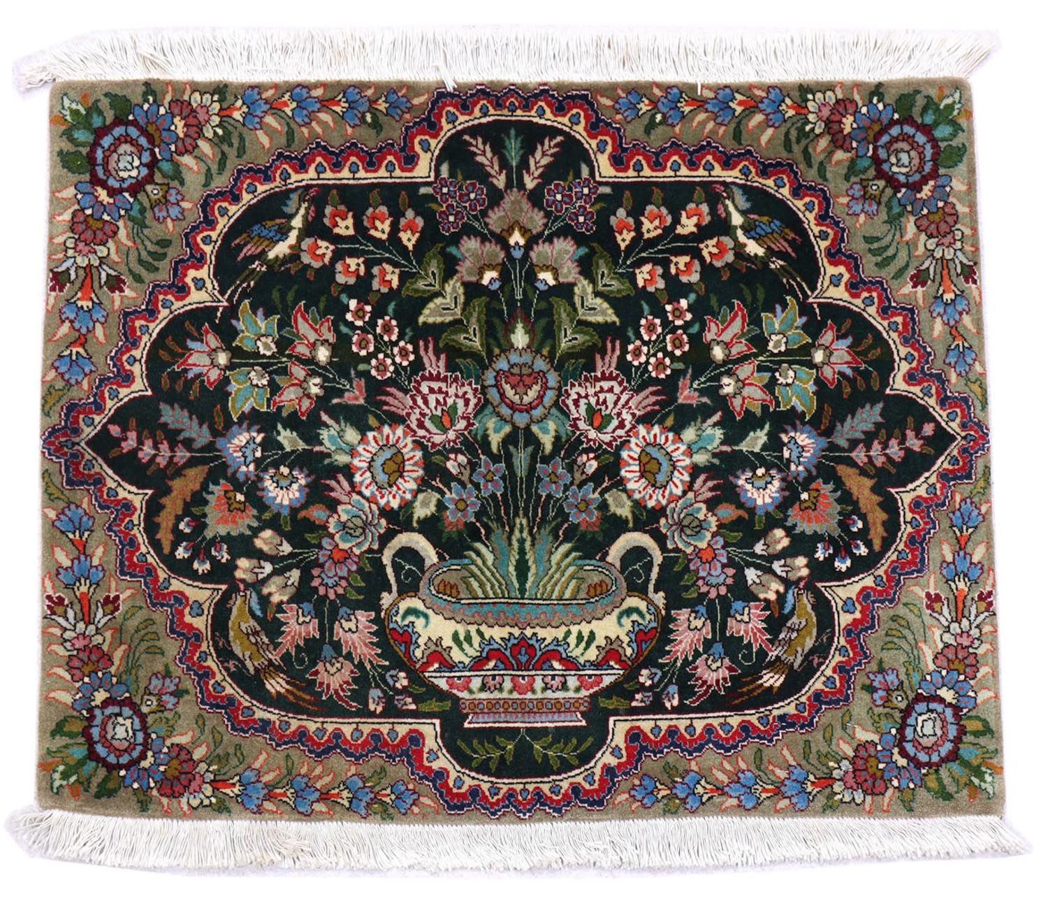 Persisk tæppe - Tabriz - 92 x 68 cm - mørkeblå
