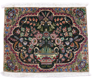 Persisk tæppe - Tabriz - 92 x 68 cm - mørkeblå