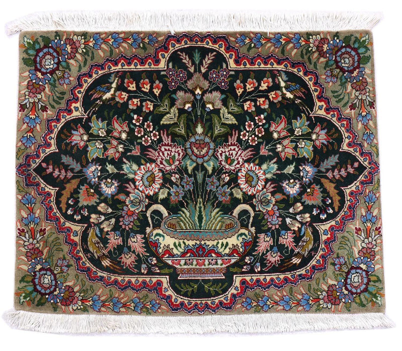 Persisk tæppe - Tabriz - 92 x 68 cm - mørkeblå