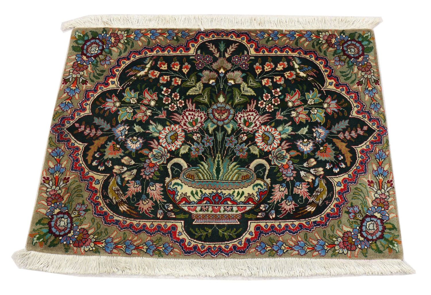 Persisk tæppe - Tabriz - 92 x 68 cm - mørkeblå