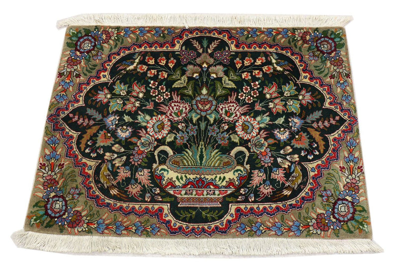 Persisk tæppe - Tabriz - 92 x 68 cm - mørkeblå