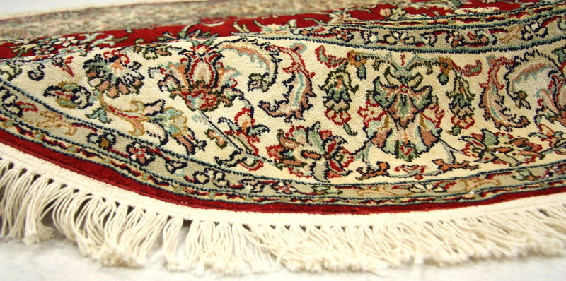 Silketæppe - Kashmir Silk rundt  - 183 x 183 cm - rød