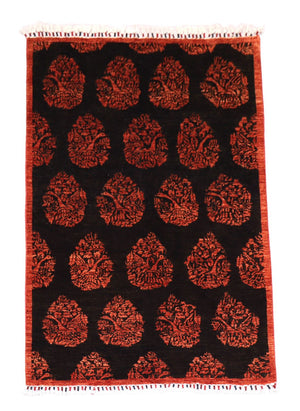Afghansk tæppe - 180 x 127 cm - mørkerød