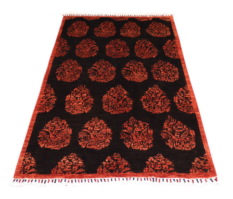 Afghansk tæppe - 180 x 127 cm - mørkerød