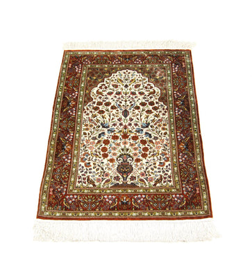 Silketæppe - Hereke Silk - Premium - 128 x 80 cm - beige