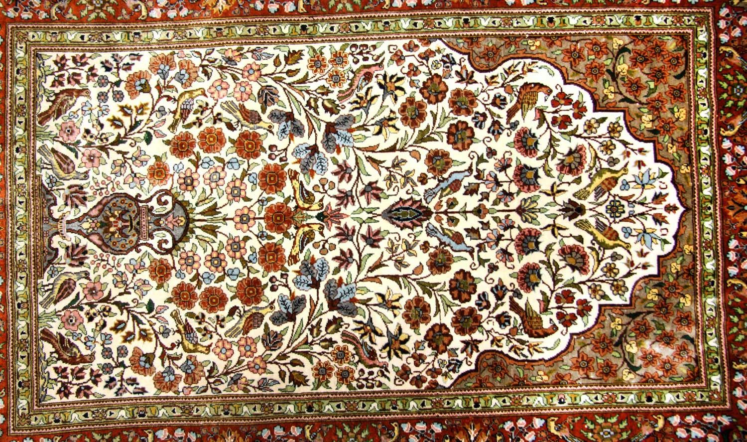 Silketæppe - Hereke Silk - Premium - 128 x 80 cm - beige