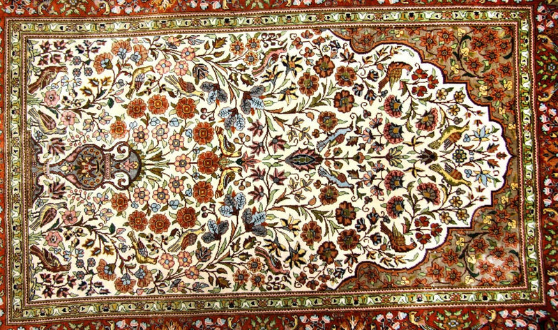 Silketæppe - Hereke Silk - Premium - 128 x 80 cm - beige