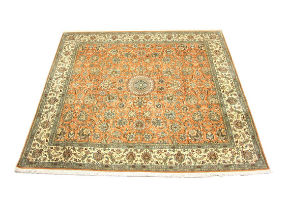 Silketæppe - Kashmir Silk firkantet  - 216 x 211 cm - orange