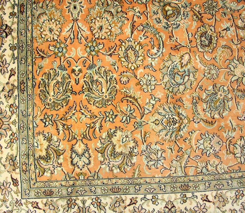 Silketæppe - Kashmir Silk firkantet  - 216 x 211 cm - orange