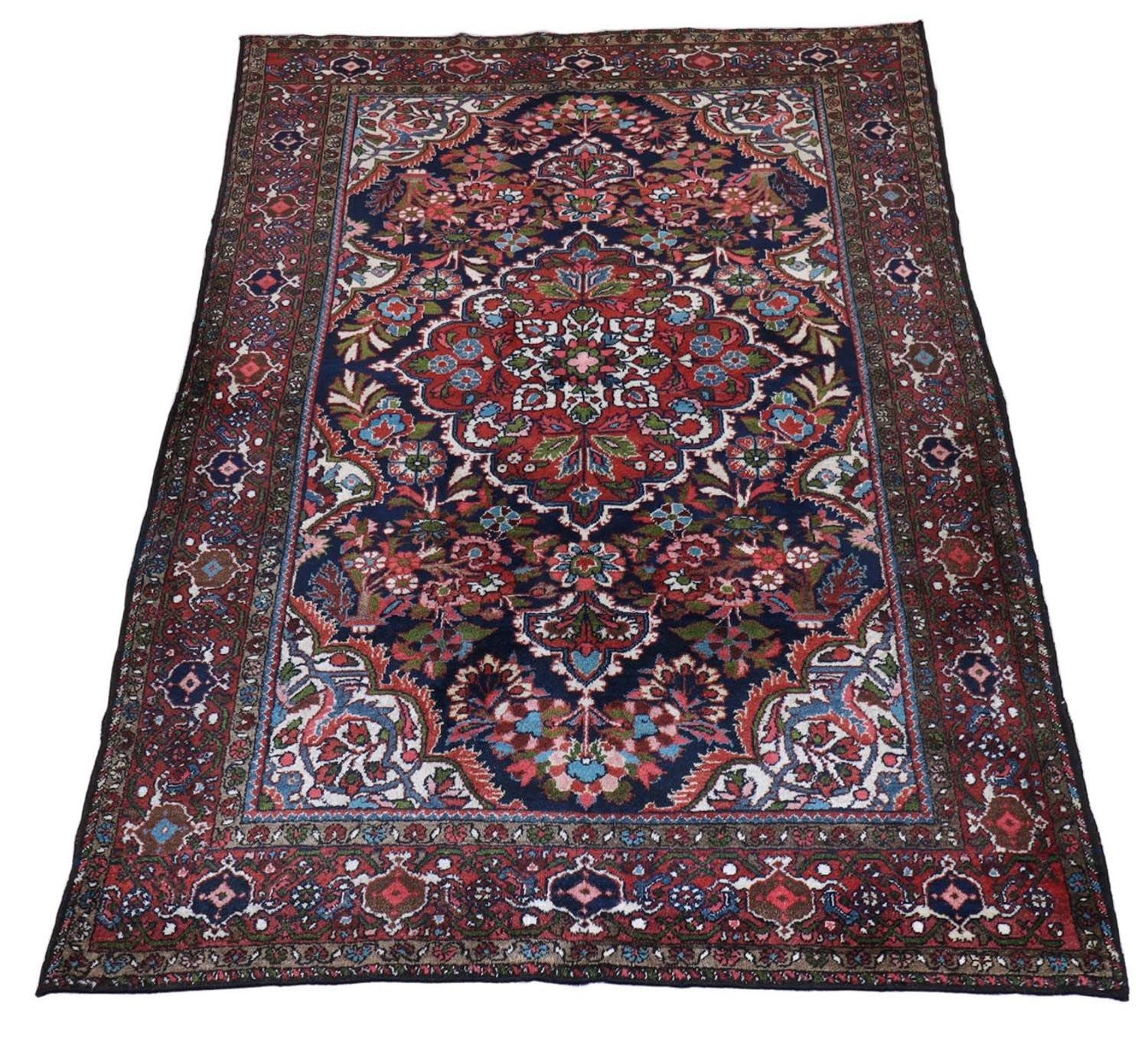 Persisk tæppe - Nomadisk - 205 x 142 cm - mørkeblå