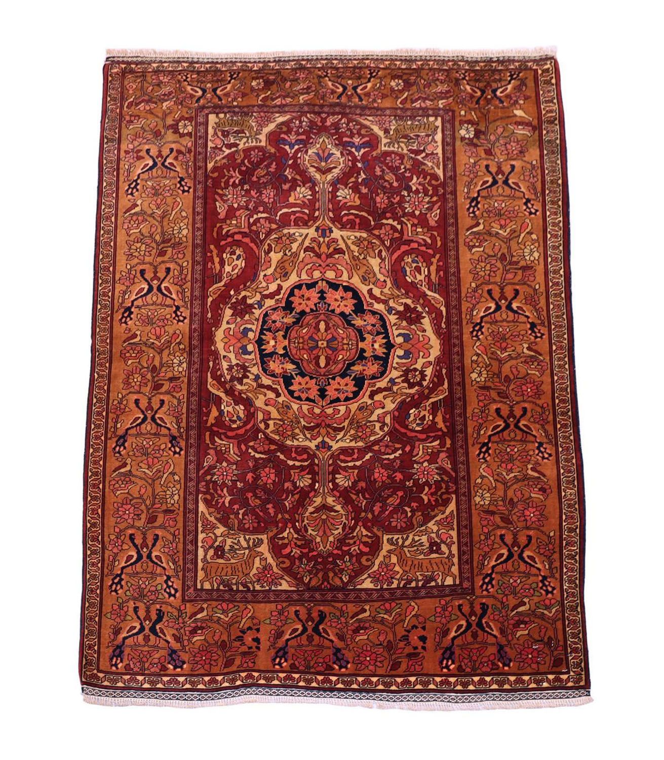 Silketæppe - afghansk silke - 154 x 115 cm - rød