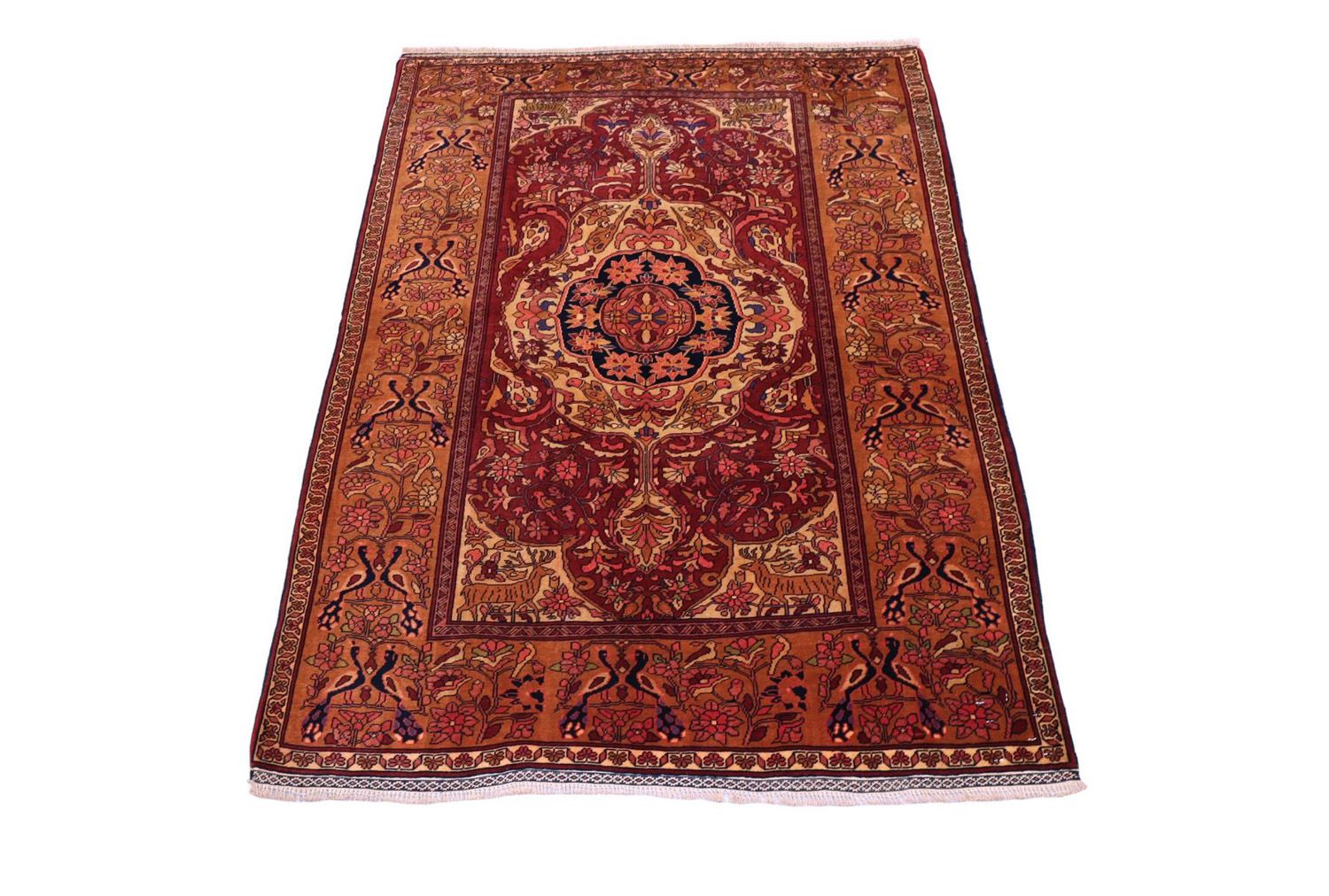 Silketæppe - afghansk silke - 154 x 115 cm - rød