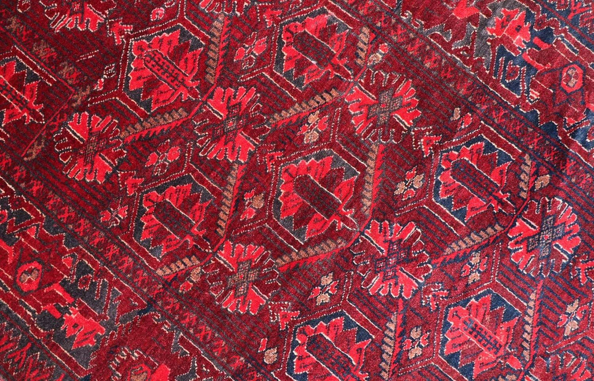 Afghansk tæppe - 119 x 76 cm - mørkerød