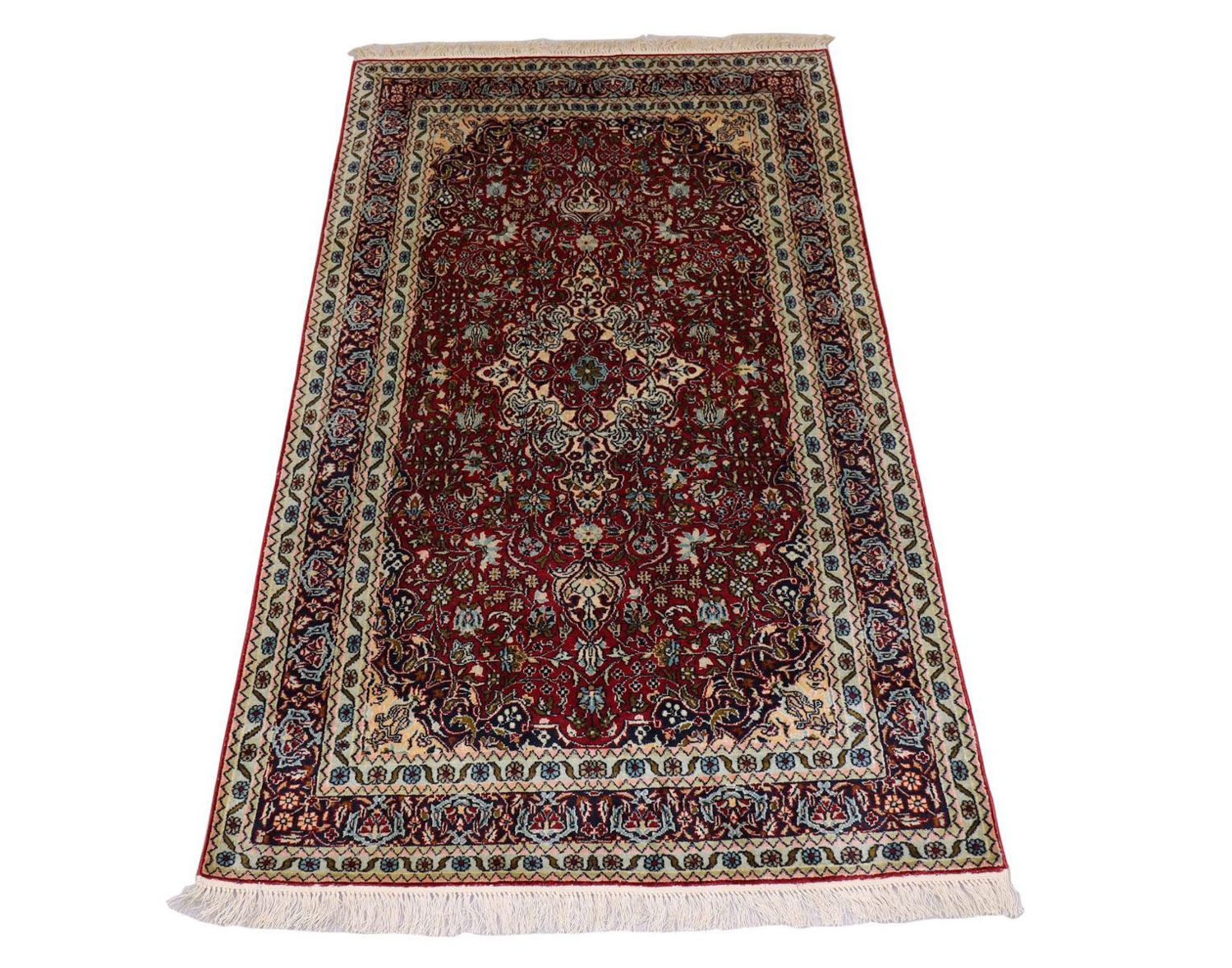 Silketæppe - Kashmir Silk - 150 x 90 cm - mørkerød