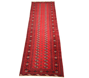 Løber Afghansk tæppe - Bukhara - 352 x 96 cm - rød