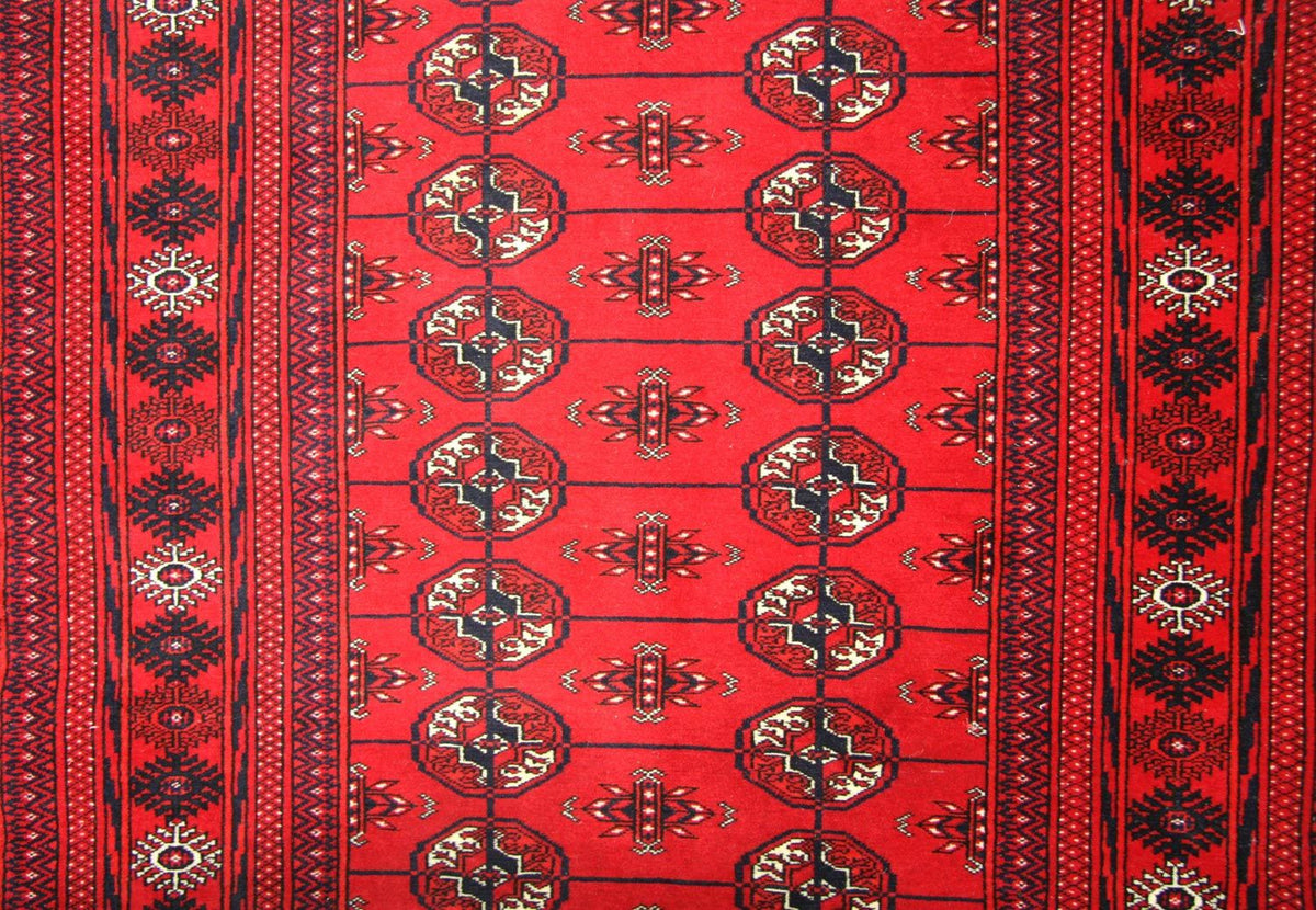 Løber Afghansk tæppe - Bukhara - 352 x 96 cm - rød