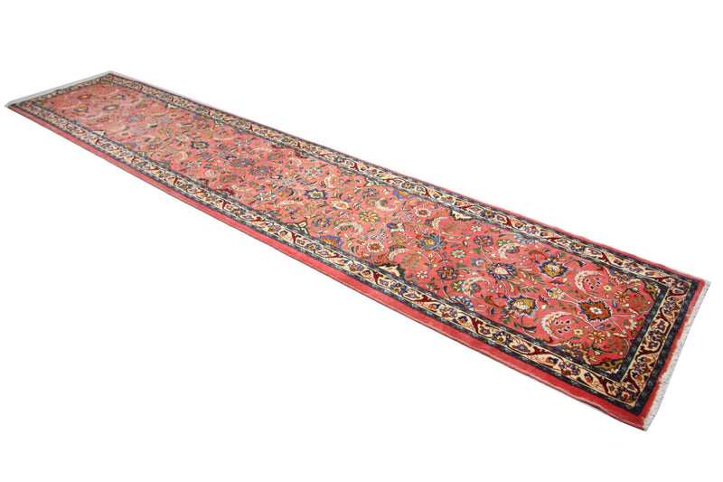 Løber Persisk tæppe - Classic - 406 x 80 cm - lysrød