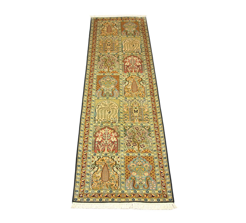 Løber Silketæppe - Kashmir Silk - 298 x 82 cm - flerfarvet