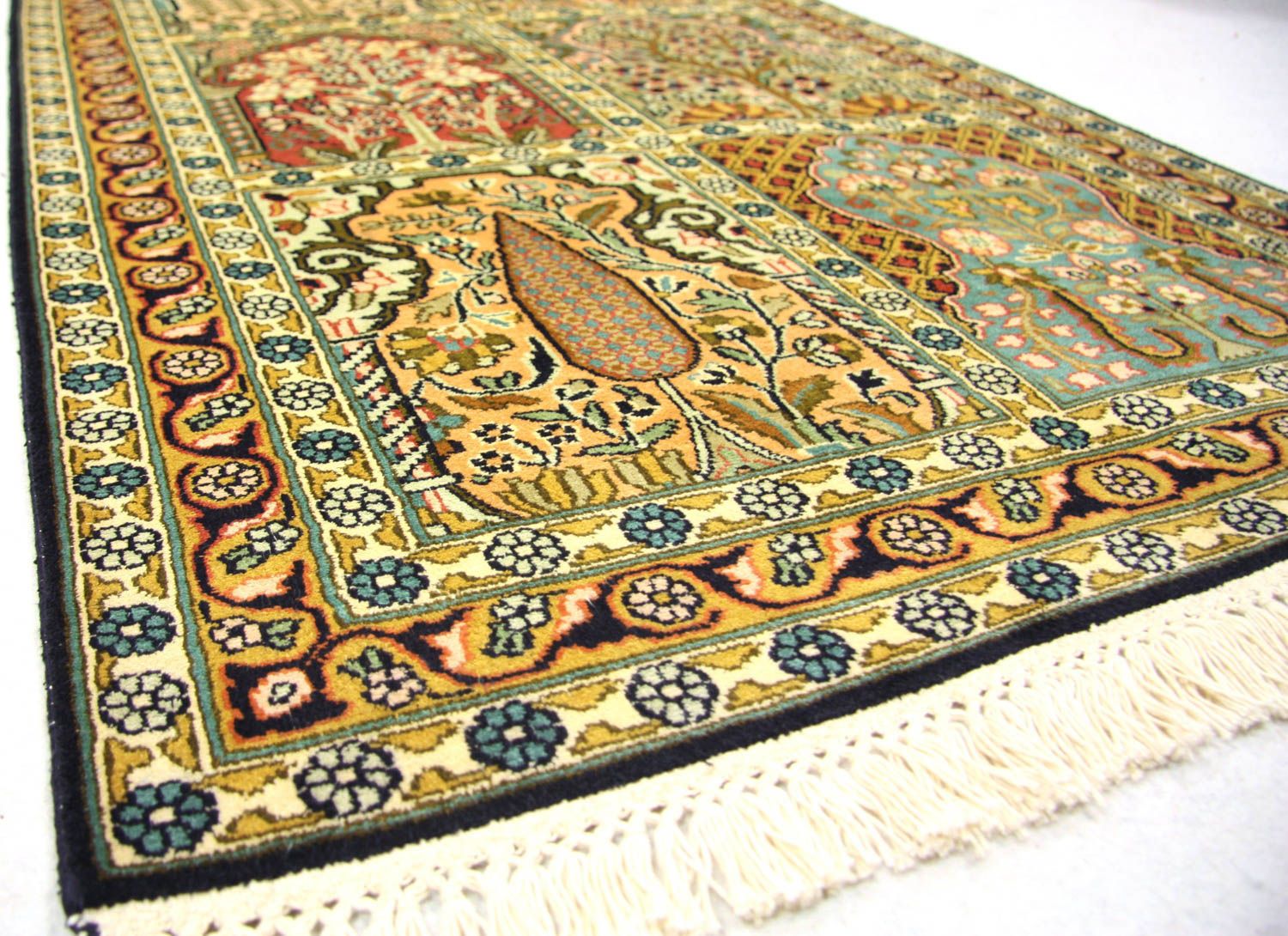 Løber Silketæppe - Kashmir Silk - 298 x 82 cm - flerfarvet