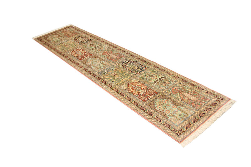 Løber Silketæppe - Kashmir Silk - 307 x 78 cm - flerfarvet