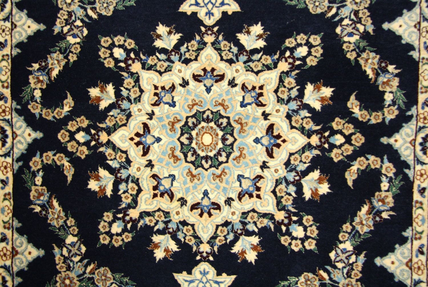 Persisk tæppe - Nain - Premium - 113 x 84 cm - mørkeblå