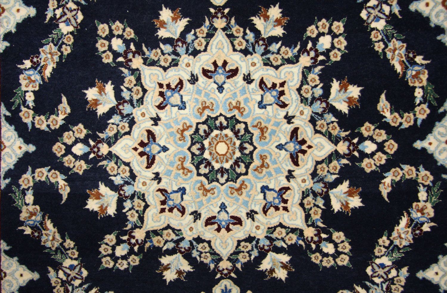 Persisk tæppe - Nain - Premium - 114 x 83 cm - mørkeblå