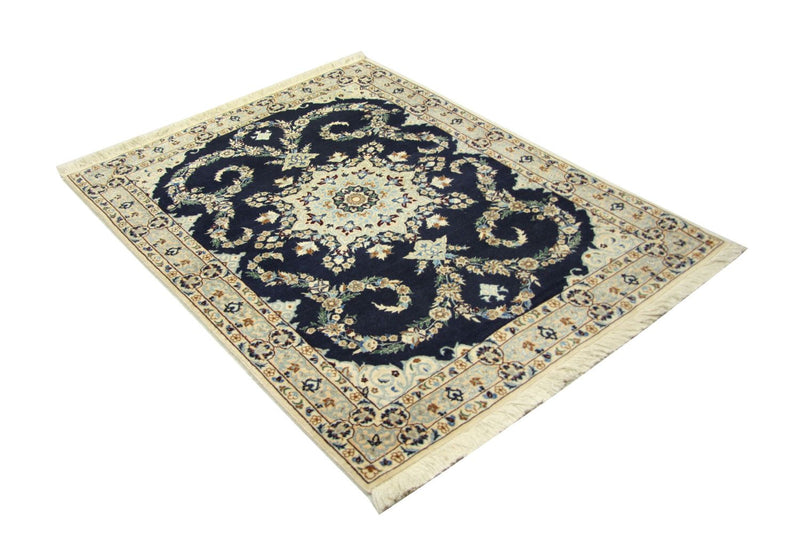 Persisk tæppe - Nain - Premium - 114 x 83 cm - mørkeblå