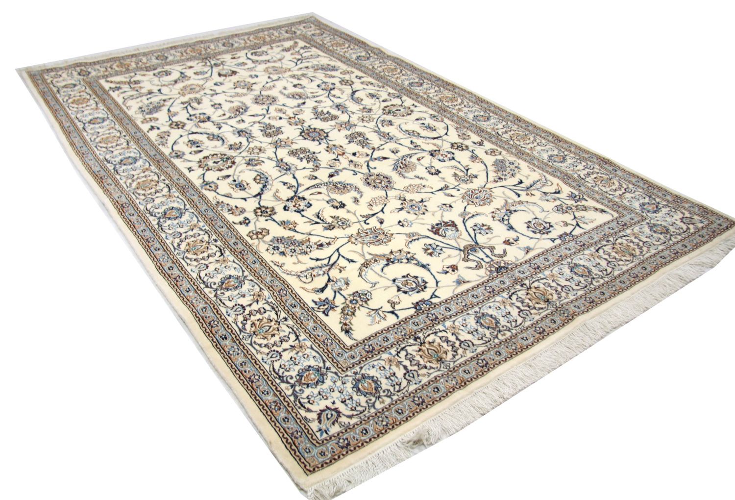 Persisk tæppe - Nain - Premium - 253 x 165 cm - naturlig hvid