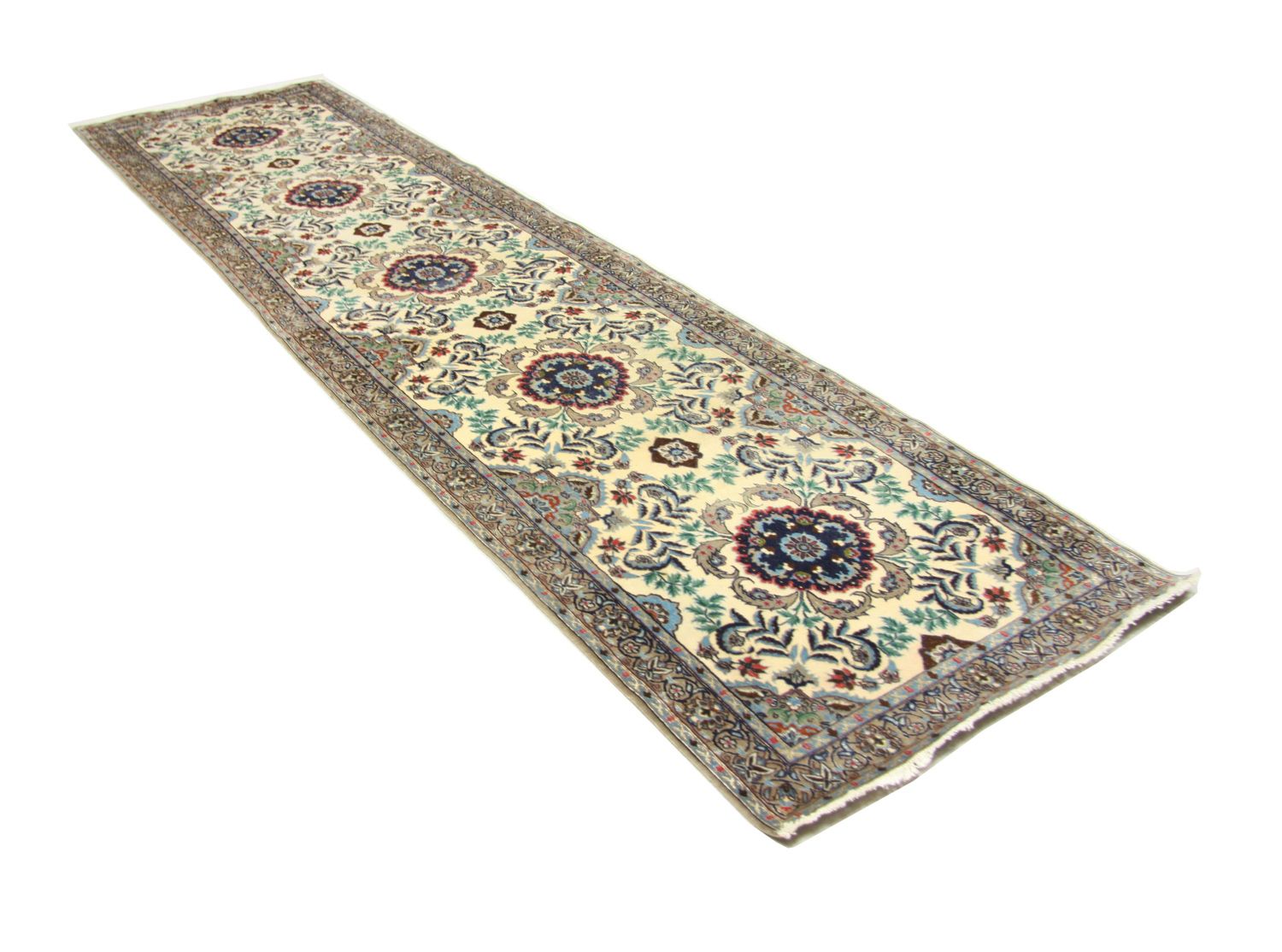 Løber Persisk tæppe - Isfahan - Premium - 305 x 80 cm - beige
