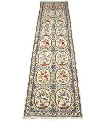 Løber Persisk tæppe - Nain - Premium - 400 x 96 cm - naturlig hvid