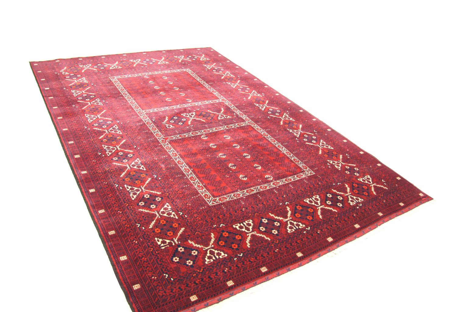 Afghansk tæppe - 235 x 161 cm - rød