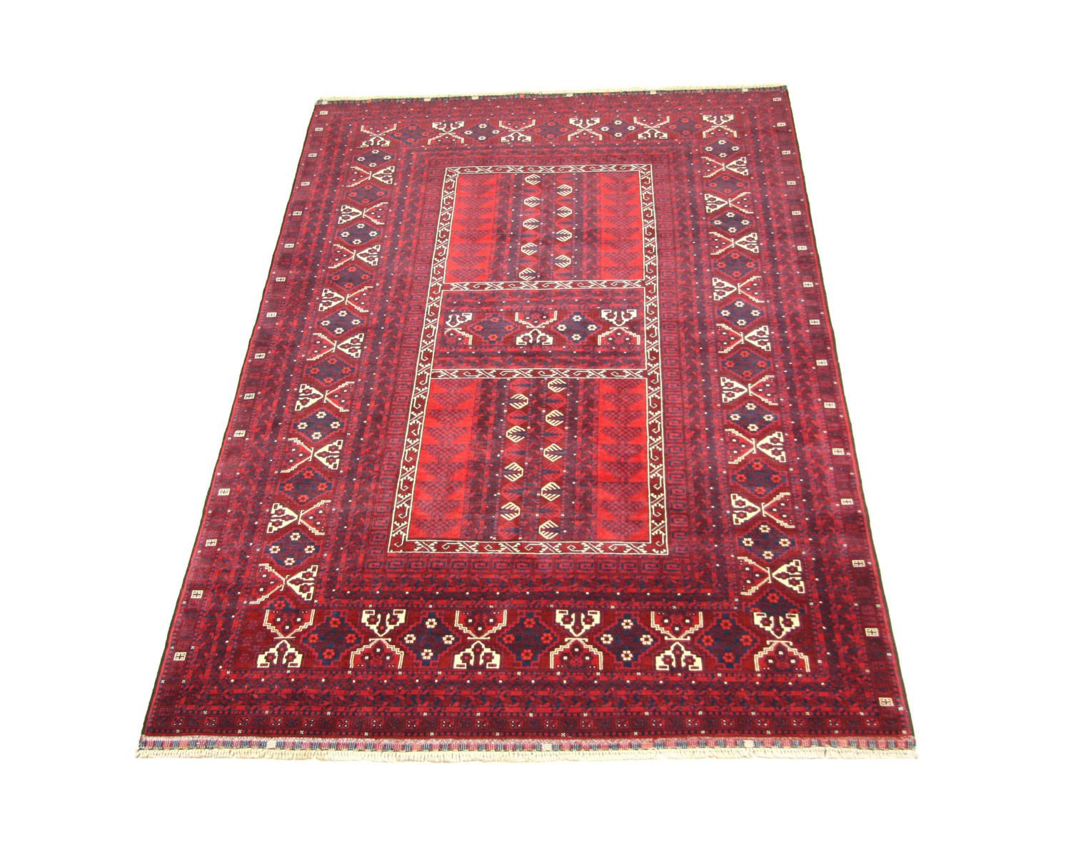 Afghansk tæppe - 244 x 157 cm - rød
