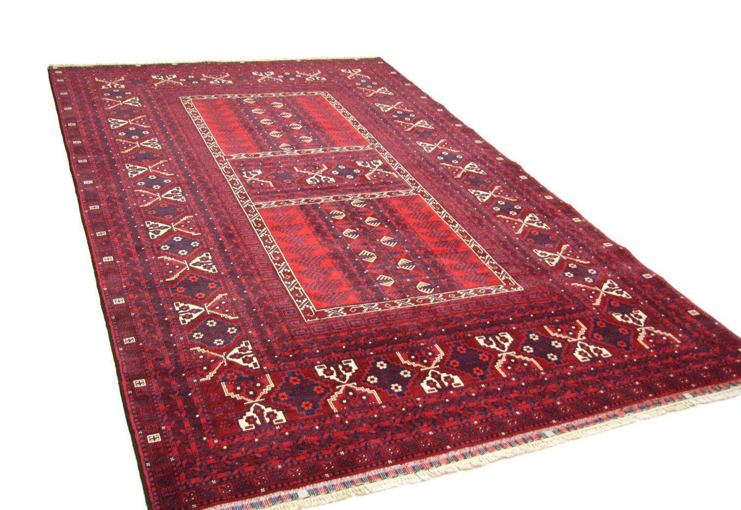 Afghansk tæppe - 244 x 157 cm - rød