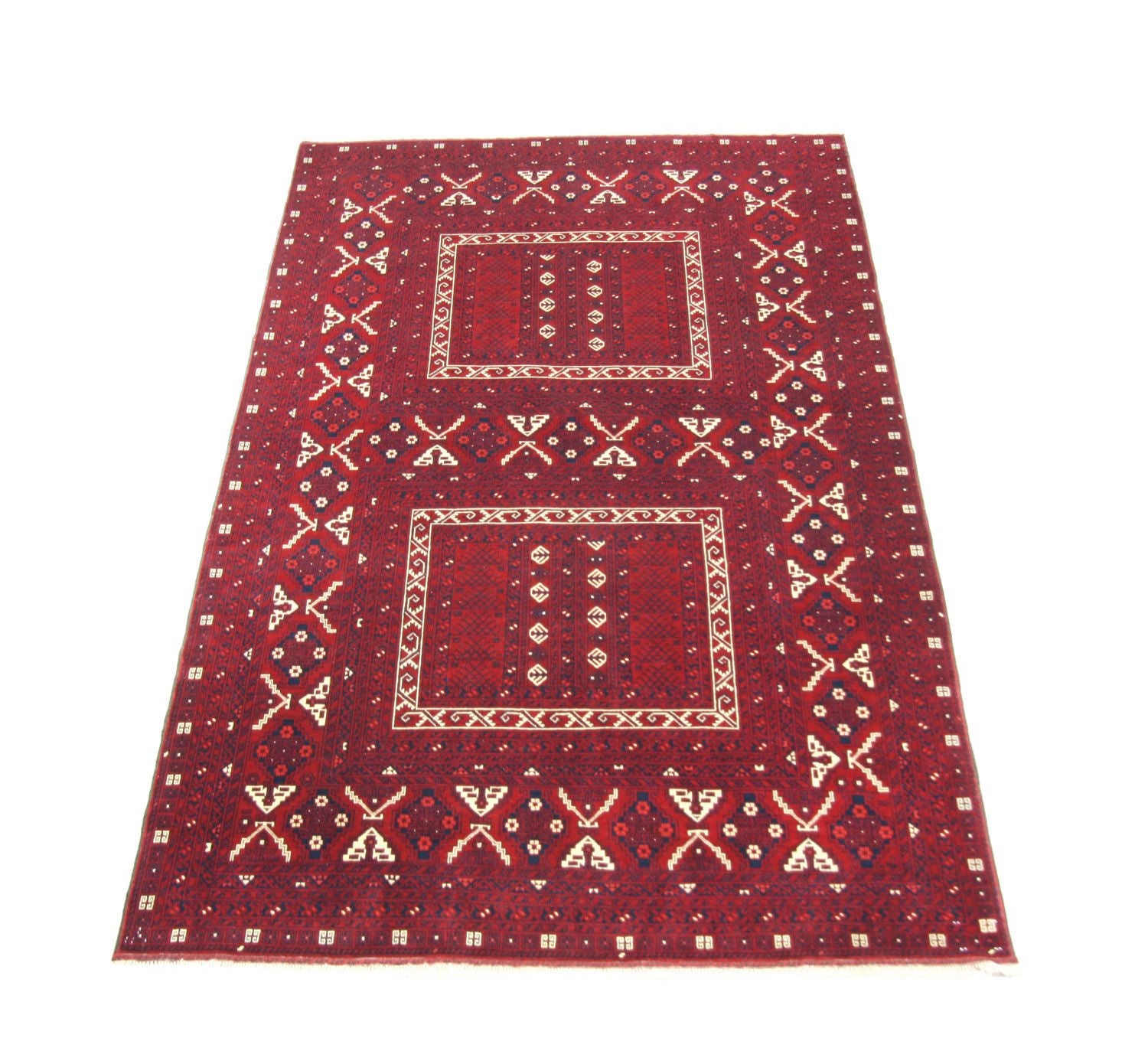 Afghansk tæppe - 250 x 157 cm - rød