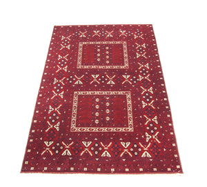 Afghansk tæppe - 250 x 157 cm - rød