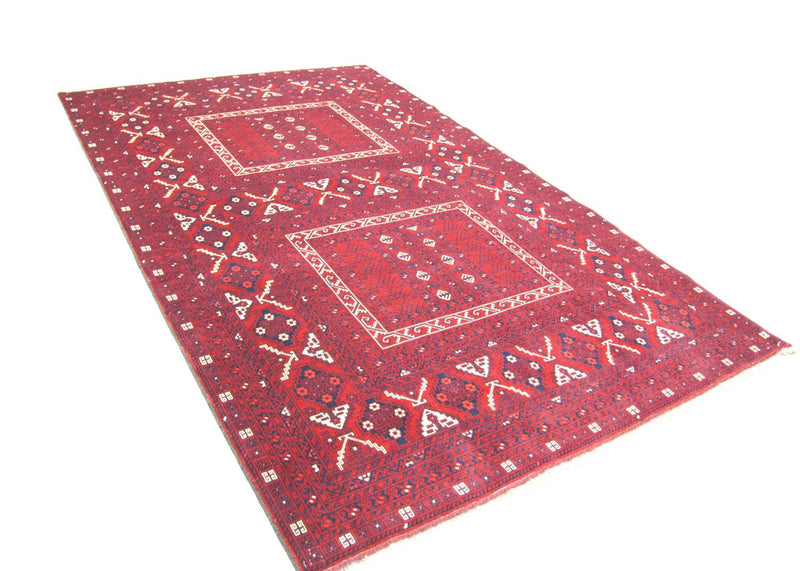Afghansk tæppe - 250 x 157 cm - rød