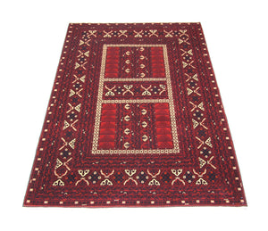 Afghansk tæppe - 244 x 157 cm - rød