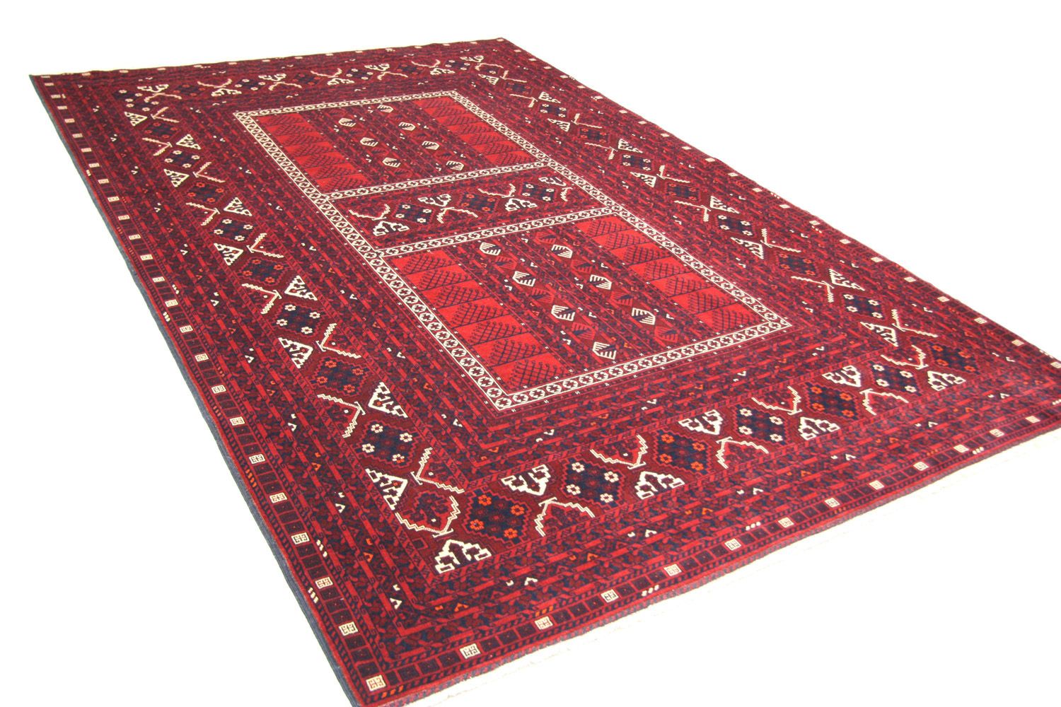 Afghansk tæppe - 244 x 157 cm - rød