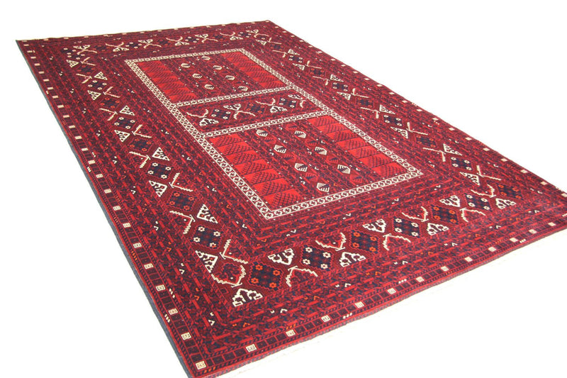 Afghansk tæppe - 244 x 157 cm - rød