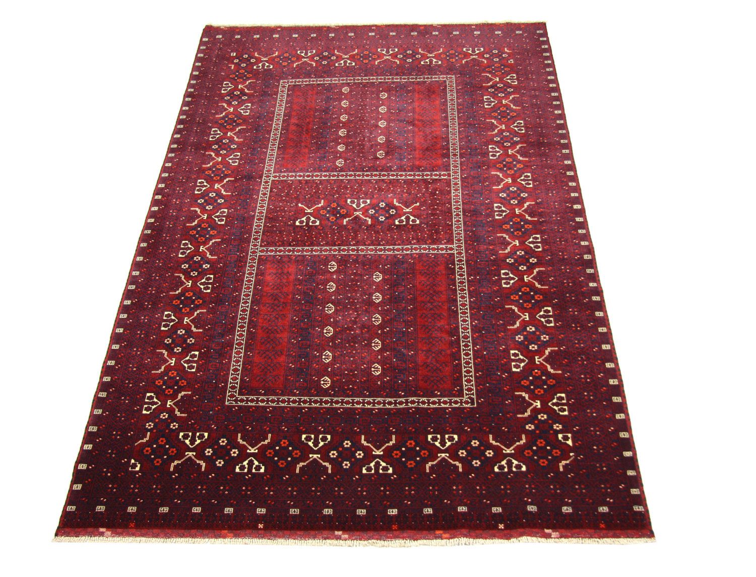 Afghansk tæppe - 250 x 157 cm - rød