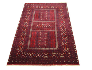 Afghansk tæppe - 250 x 157 cm - rød