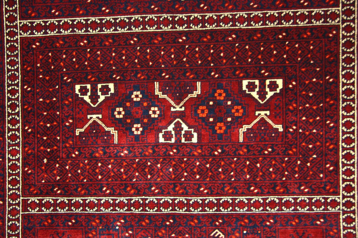 Afghansk tæppe - 250 x 157 cm - rød