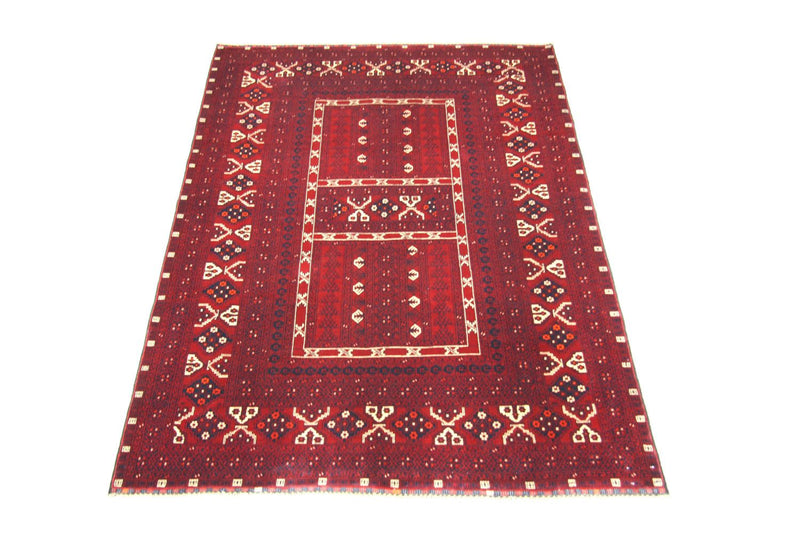 Afghansk tæppe - 230 x 177 cm - rød